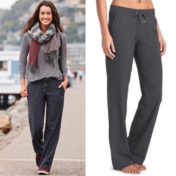 Athleta 8 Black Midtown Trouser Elastic Waist Pull On Flare Leg Pants - Picture 2 of 9